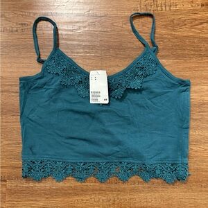 H&M Teal Camisole with Lace Detail
